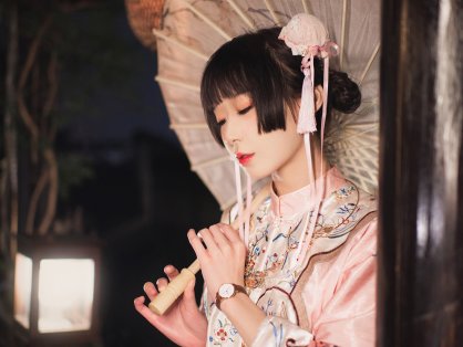 唯美清新美少女阿包也是兔娘国潮少女图 气质妹子丸子头古风文化长旗袍古典美人