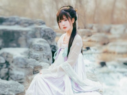 叶初婳唯美清新美少女白衣美女图 气质妹子古风汉服文化长发写真照