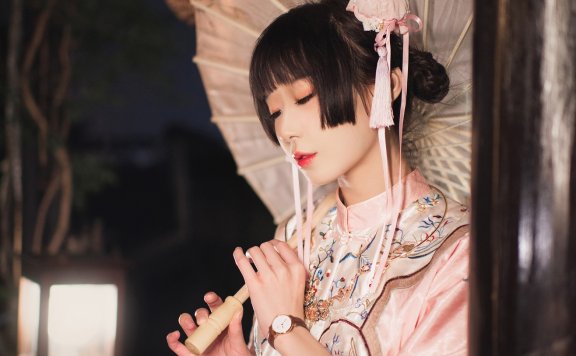 唯美清新美少女阿包也是兔娘国潮少女图 气质妹子丸子头古风文化长旗袍古典美人