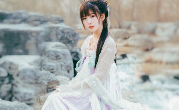 叶初婳唯美清新美少女白衣美女图 气质妹子古风汉服文化长发写真照